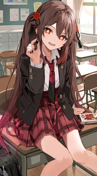 AI generated anime JK school girl character, Athlete JK, active school girl styling, confident sporty expression, vertical portrait