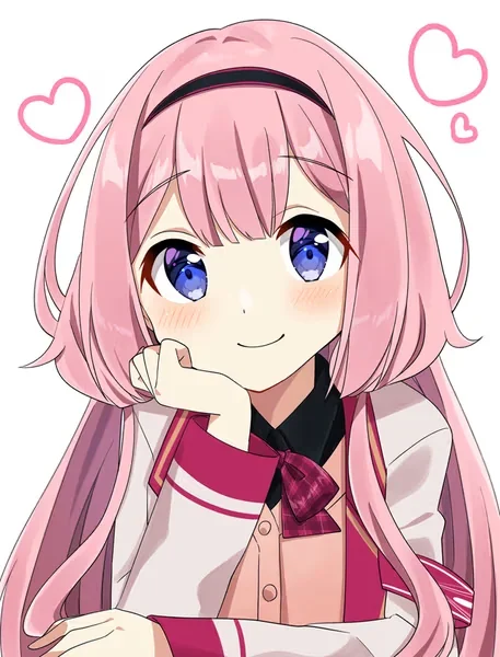 AI generated anime JK school girl character, Kawaii JK, cute school girl styling, sweet affectionate expression, vertical portrait