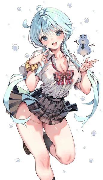 AI generated anime JK school girl character, Kawaii JK, cute school girl styling, sweet affectionate expression, vertical portrait