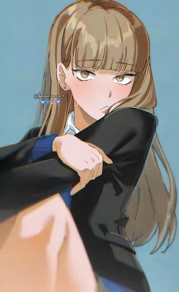 AI generated anime JK school girl character, Kuudere JK, cool school girl styling, calm distant expression, vertical portrait