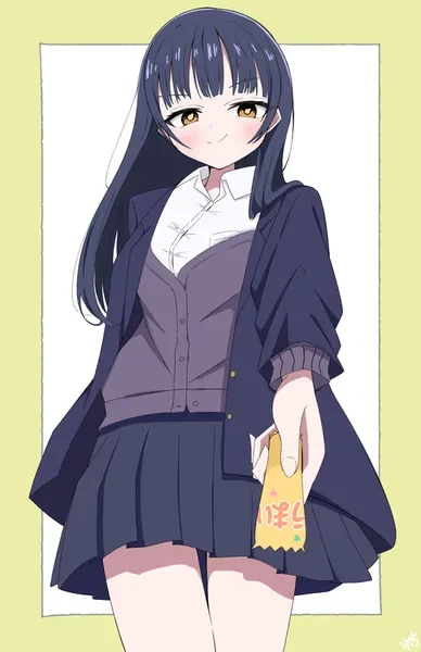 AI generated anime JK school girl character, Kuudere JK, cool school girl styling, calm distant expression, vertical portrait