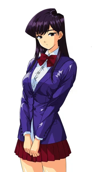 AI generated anime JK school girl character, Pure JK, soft natural school uniform styling, shy polite expression, vertical portrait