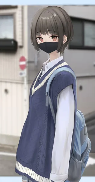 AI generated anime JK school girl character, Realistic JK, natural campus-inspired school girl styling, grounded portrait mood, vertical portrait